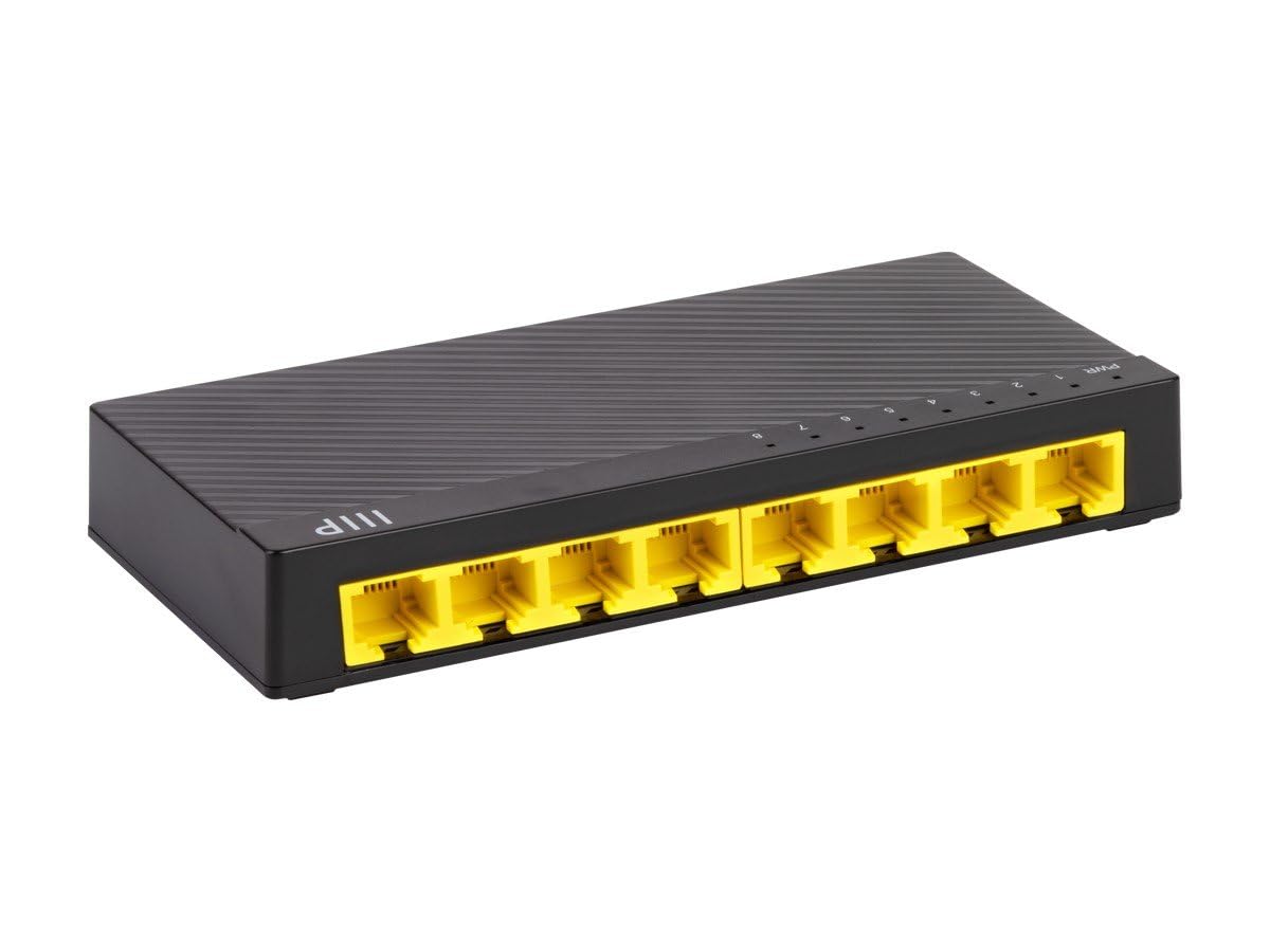 Monoprice 8-Port Gigabit Ethernet Unmanaged Desktop Switch - 10/100/1000Mbps, RJ45, IEEE 802.3ab, Plug-n-Play, Fanless Design, Jumbo Frame Support