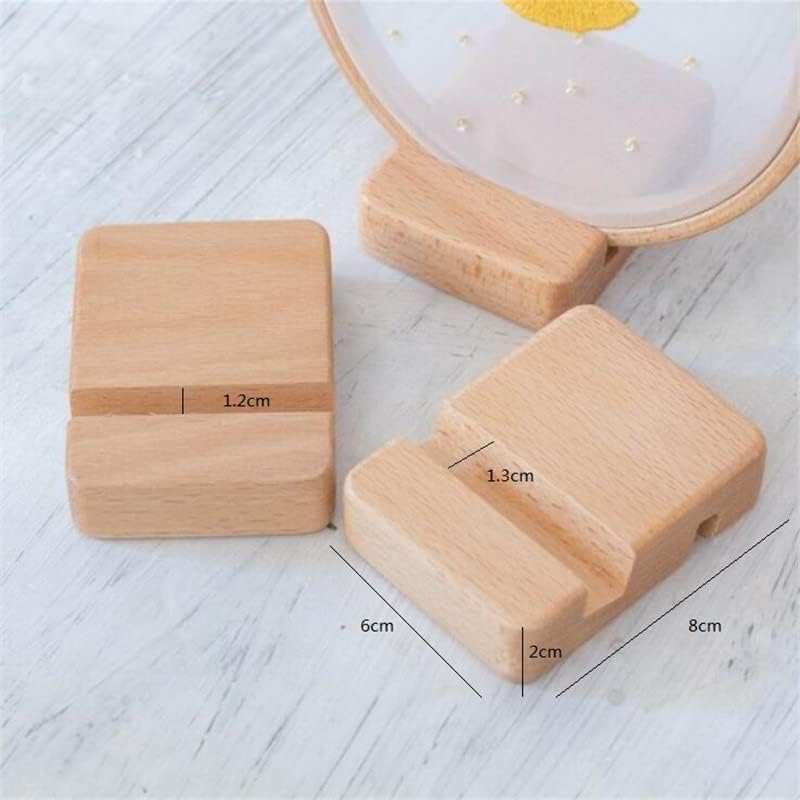 BWRMHME Set of 2 Beech Desktop Cell Phone Stand for iPhone, Portable Mobile Phone Holder Stand, Wooden Ipad Stand