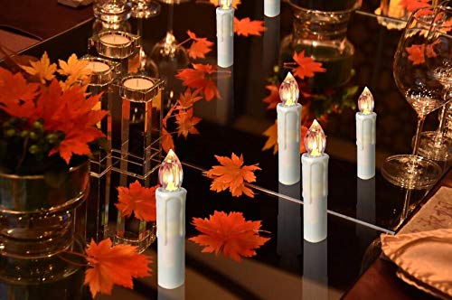 Houdlee LED Flameless Taper Candles with Remote Control and Removable Clips ,Flickering 4 Inches Birthday Candles ,Set of 10 Warm White Candle