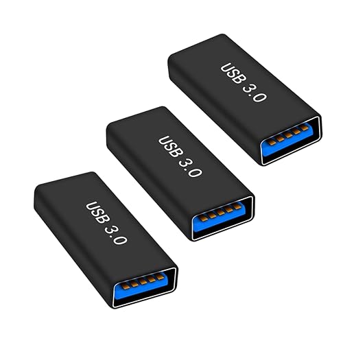 rgzhihuifz 3 Pack USB 3.0 AF/AF Plug Type A Female to Type A Female Adapter Connector Converter Compatible with Laptop Computer Hard Drive Printer…