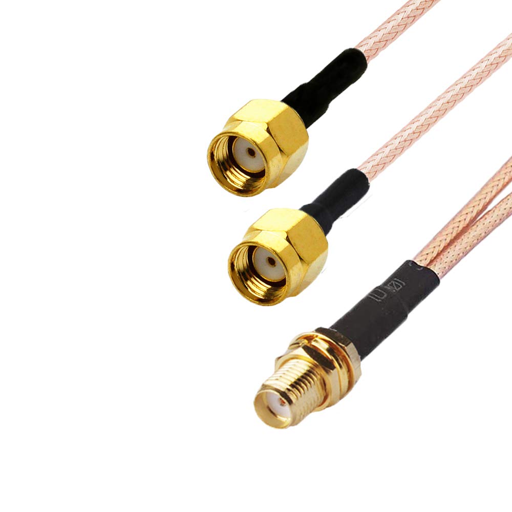 RedYutou SMA Splitter Cable SMA Female to Dual RP-SMA Male Cable SMA Connector V Type 6-inch (15cm) WiFi Antenna Adapter (not Applicable to TV)