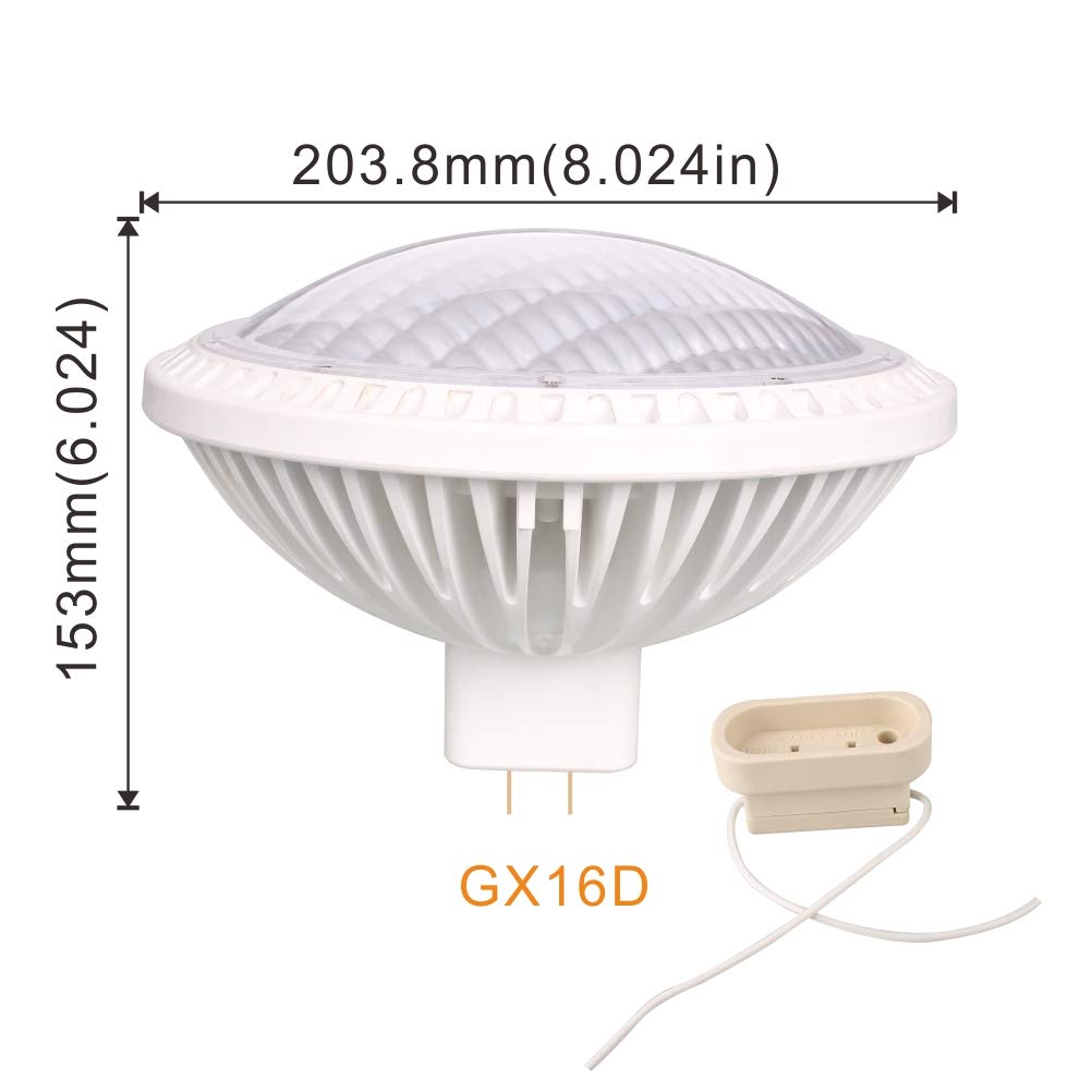 Kapata Par64 LED Bulb Dimmable Daylight White 6000K MFL Medium Angle 4200LM 500W Halogen Equivalent 120V GX16D Socket, Pack of 1