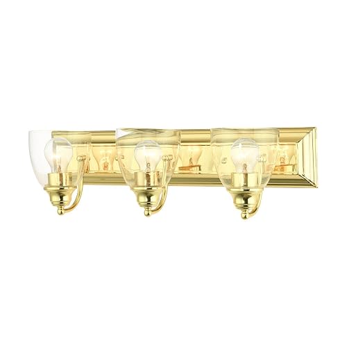 Birmingham - 3 Light Bath Vanity in New Traditional Style - 24 Inches Wide by 7 Inches high-Polished Brass Finish
