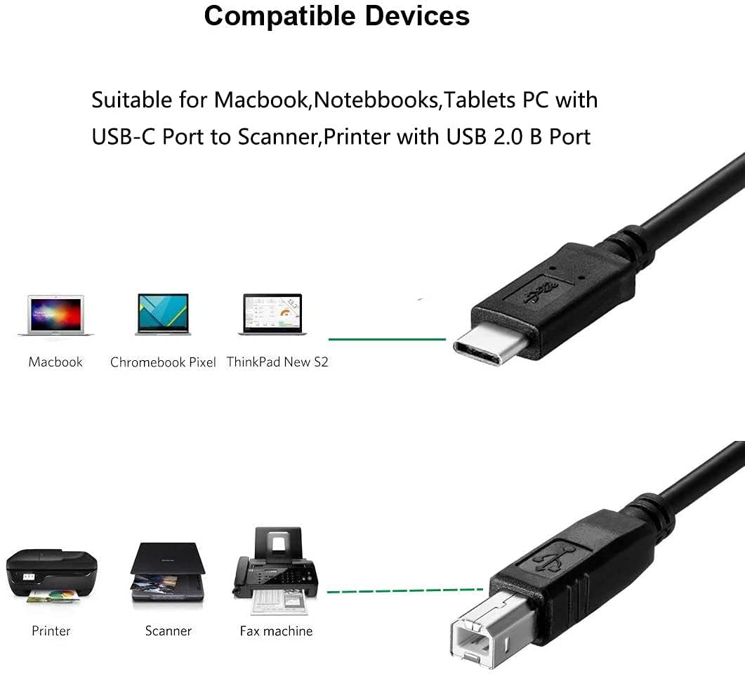 USB C Printer Cable Compatible with Microsoft Surface,Acer Chromebook,Samsung Chromebook Laptop,Piano DAC,Midi Controller,Midi Keyboard,Audio