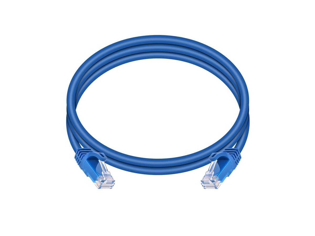 Monoprice Cat6 Ethernet Patch Cable - Snagless RJ45, 24AWG Stranded Pure Bare Copper Wire, 550Mhz, UTP, 12-Pack, 5 Feet, Blue - Flexboot Series