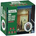 Tupkee Christmas Icicle Lights - Red & Green Incandescent, Icicle Style Mini Lights - 17 Feet, 300 Bulbs, Indoor & Outdoor Christmas Decorations