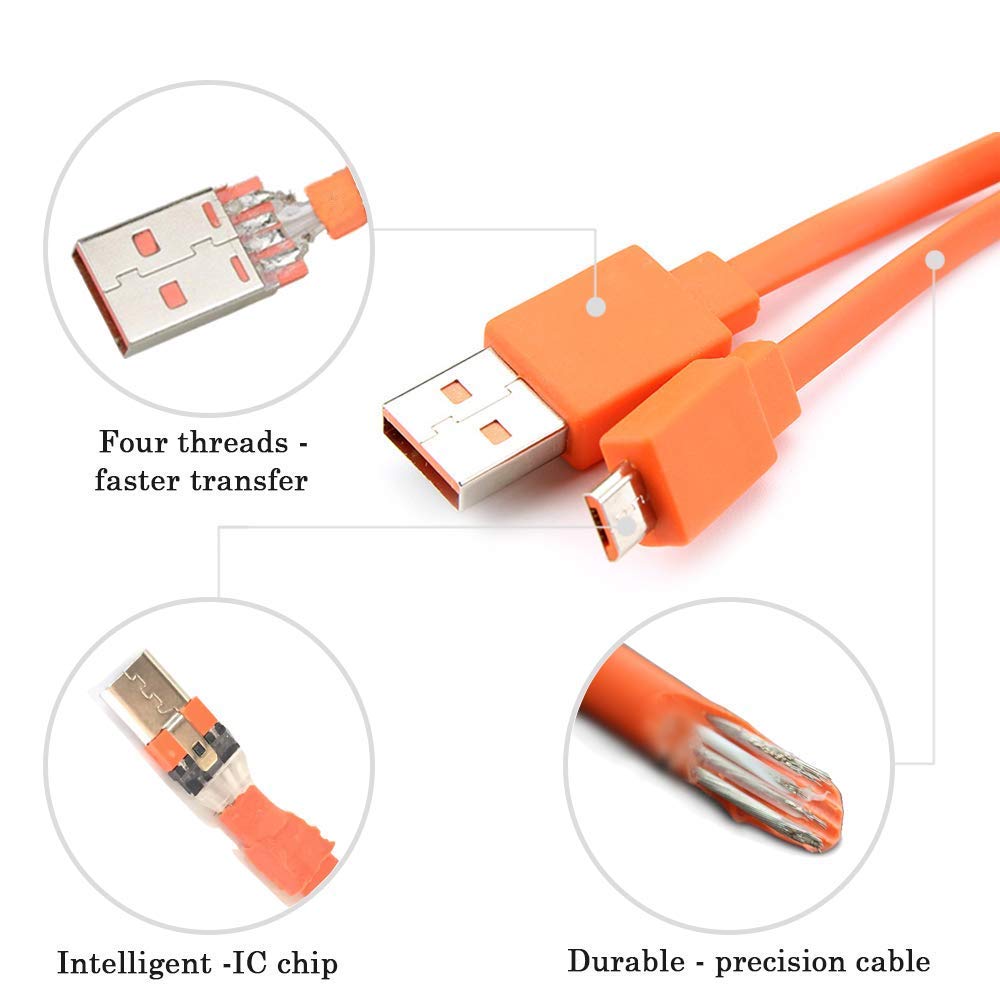 Alitutumao Upgrade Flat Replacement USB Charging Cable Compatible with JBL Flip 4 Flip 3 Flip 2 Charge 2 Charge 3 Pulse 2 Pulse 3 Clip 2 Wireless