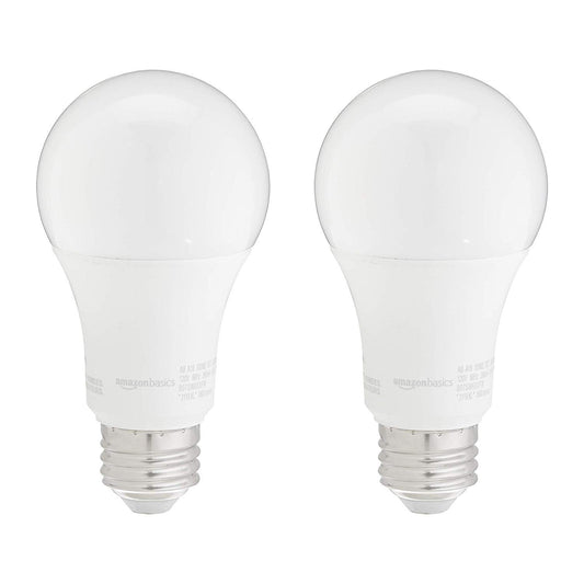 Amazon Basics A19 LED Light Bulbs, 100W Equivalent, 15W Energy Efficient, E26 Standard Base, Soft White 2700K, Non-Dimmable, 10,000 Hour Lifetime