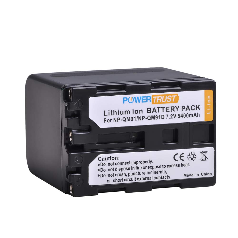 PowerTrust 1Pack 5400mAh NP-QM91D QM91D Battery and LCD USB Charger for Sony NP-QM71D NPQM91D NP-FM50 NP-QM71 NP-FM70 NP-FM90 CCD-TRV328 338