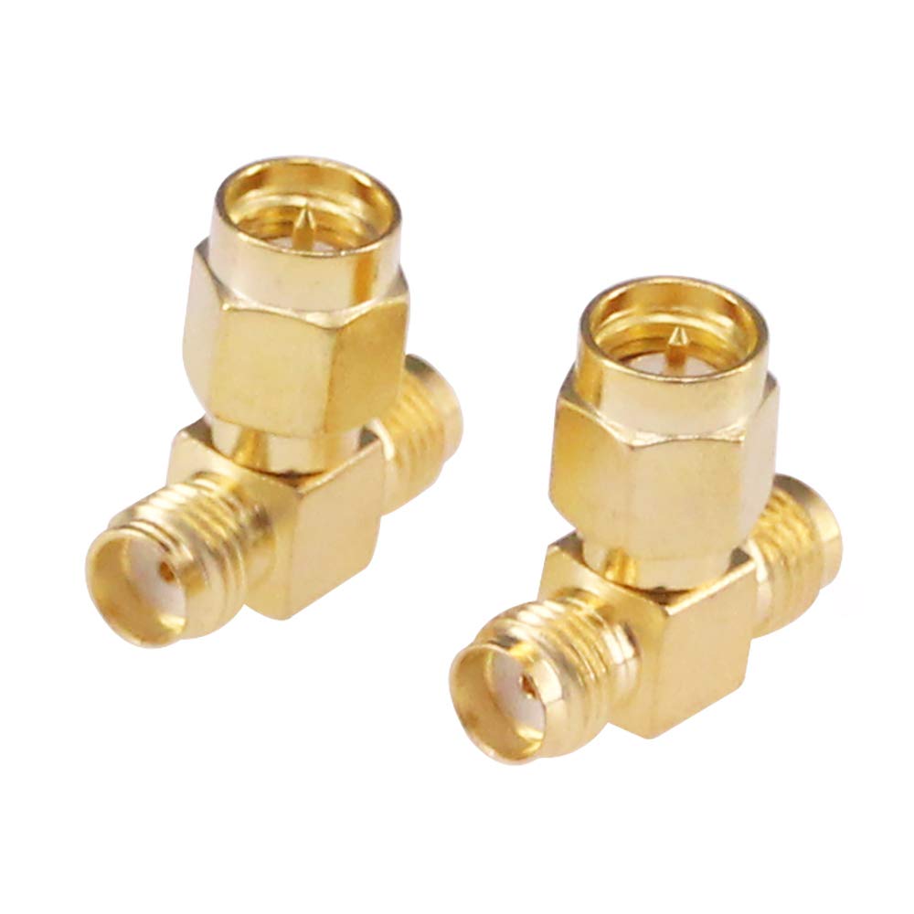 RFaha 4pcs Antenna Adapter SMA Male to Dual SMA Female Connector T Type 3 Way Splitter Antenna Converter(NOT for TV)(F06-4)