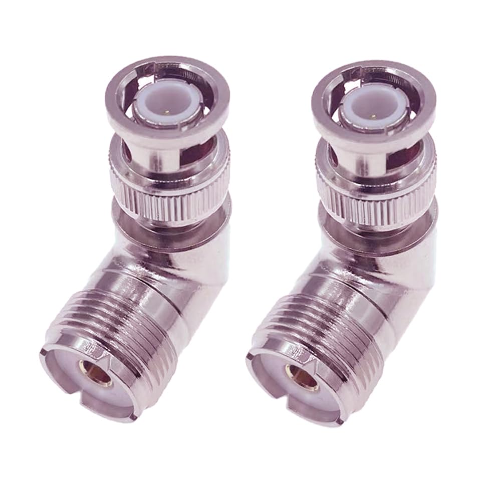 supmory 2pcs Right Angle UHF SO239 Female to BNC Male Coax shortwave Radio Adapter Connector
