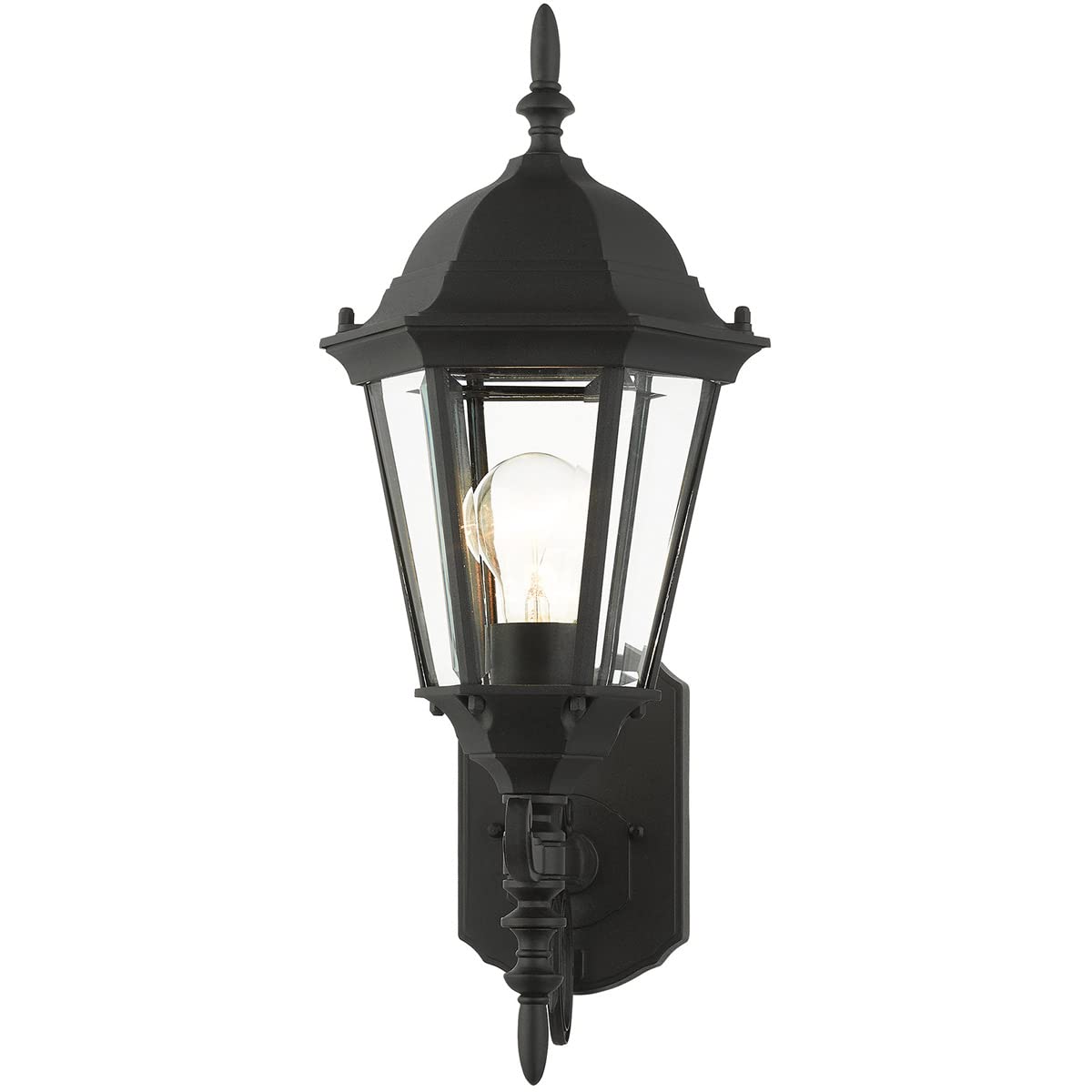Livex Lighting 7556-14 Outdoor Wall Lantern with Clear Beveled Glass Shades, 20" x 8" x 20", Black