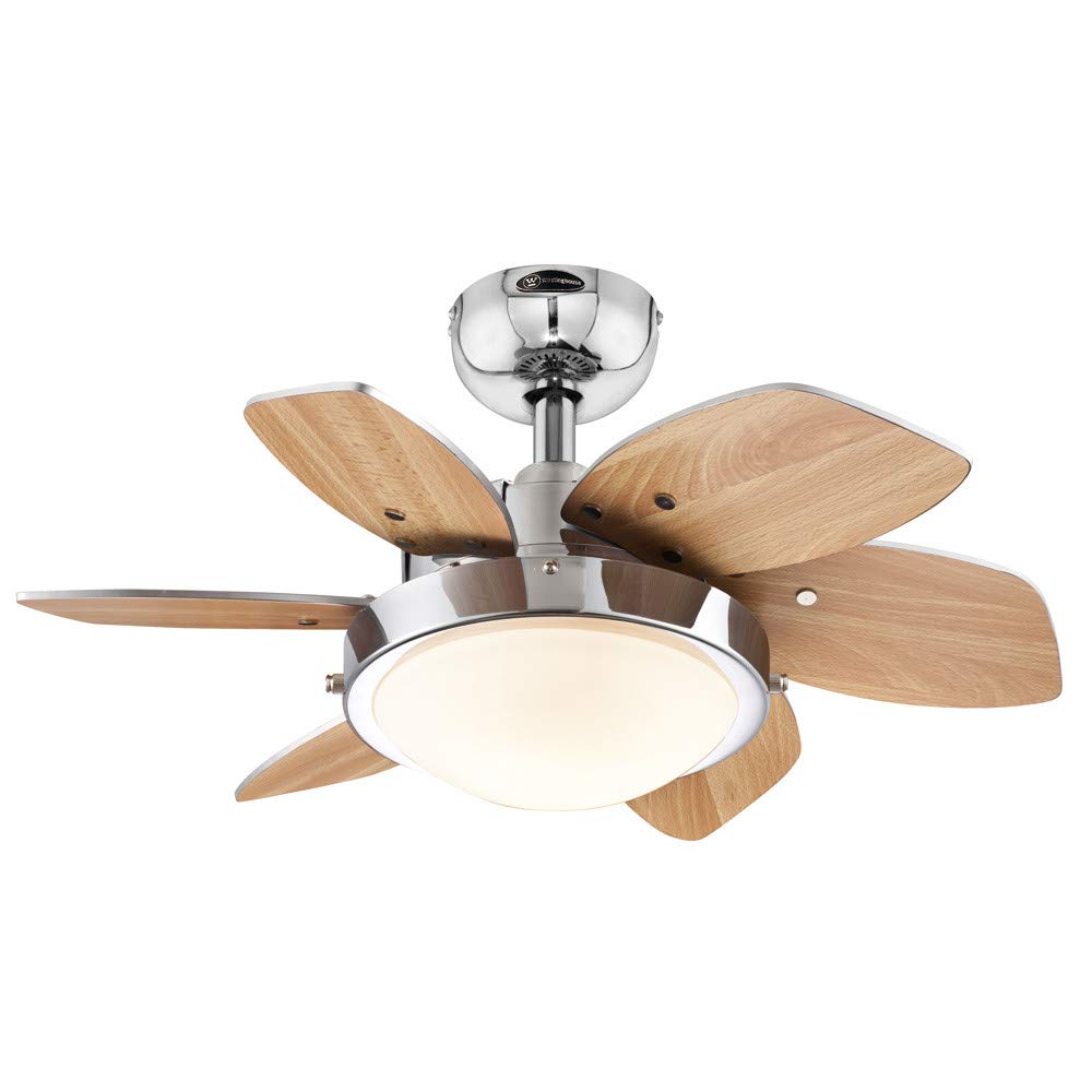 Westinghouse 7863100 Quince Two-Light 24-Inch Reversible Six-Blade Indoor Ceiling Fan, Chrome with Opal Frosted Glass (1)