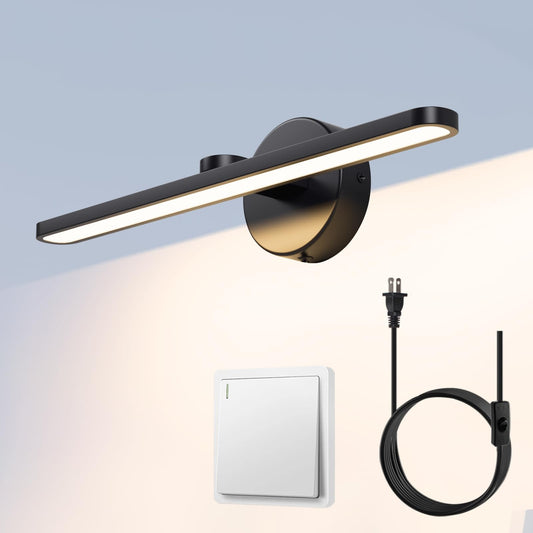 MantoLite LED Vanity Lighting Fixtures, 16inch Wall Mounted Plug in Light Fixtures Bathroom Over Mirror Lamp Modern Home Bedside Wall Picture Lamps