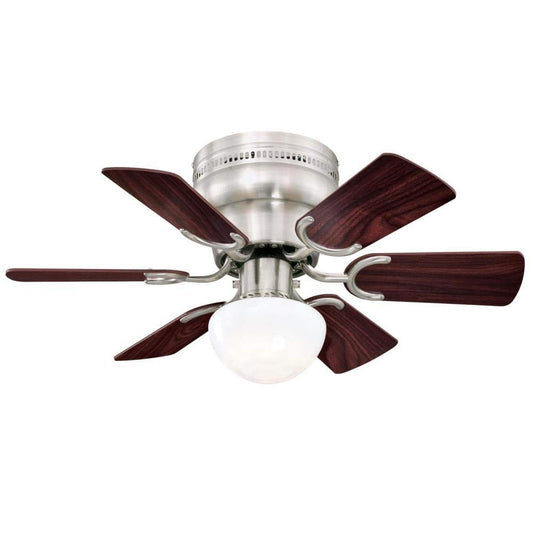 Ciata Lighting Petite 30-Inch Indoor Ceiling Fan in Brushed Nickel Finish with Dimmable LED Light Fixture in Opal Mushroom Glass with Reversible