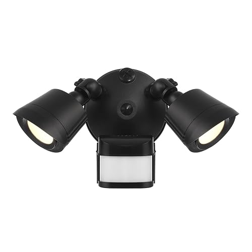 Savoy House 22-Watt Equivalent 1500 Lumen Black Motion Sensing Integrated LED Double Flood Light 4-FLOOD-MS-A2-3000K-BK