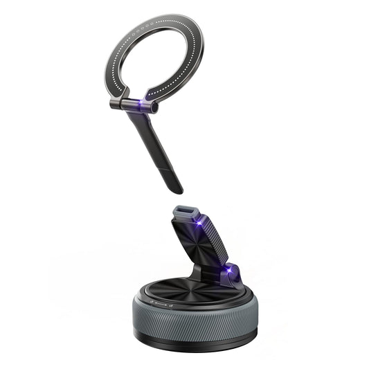 Magnetic Car Phone Mount, 2-in-1 Detachable Ring Stand for Desk & Dashboard, 360° Triple Axis Windshield Holder, N52 Strong Magnet, Universal Fit