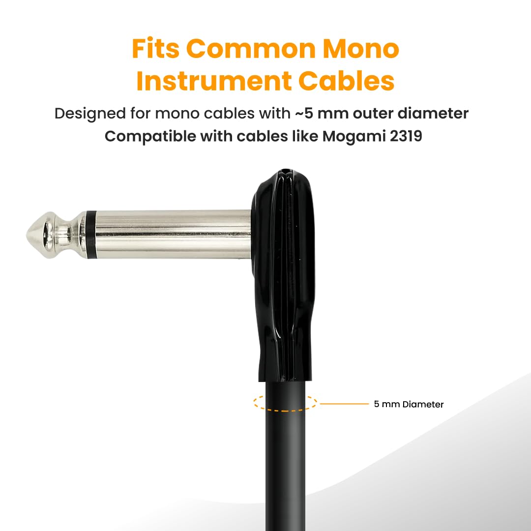 Evidence Audio ESP 1/4? Right Angle Mono Plug (10 Pack) - Soldered Pancake Style TS Connector for 5mm Cable, High Copper Brass, Low Profile Pedalboard