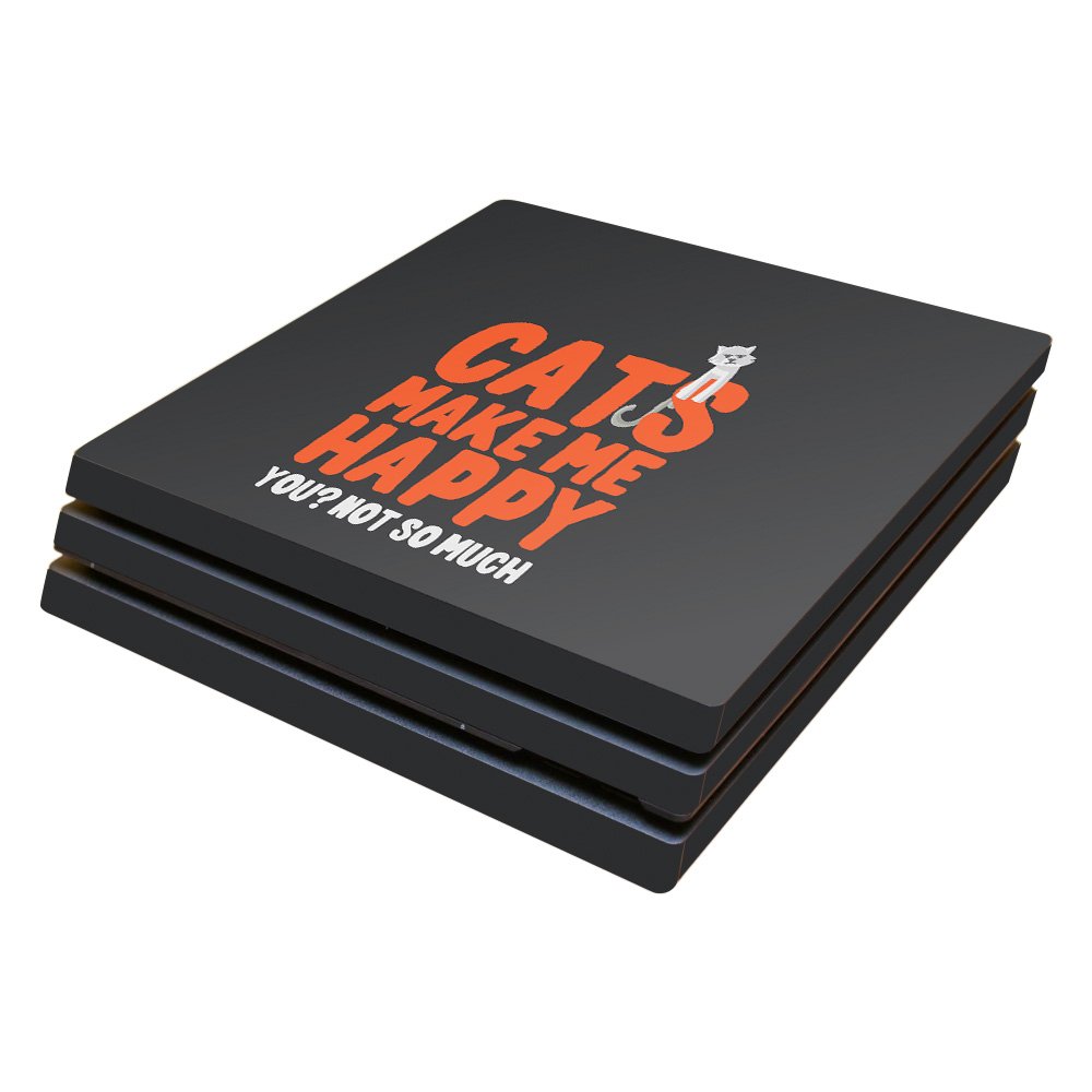 MightySkins Skin Compatible with Sony Playstation 4 Pro PS4 - Cats Make Me Happy | Protective, Durable, and Unique Vinyl Decal wrap Cover | Easy