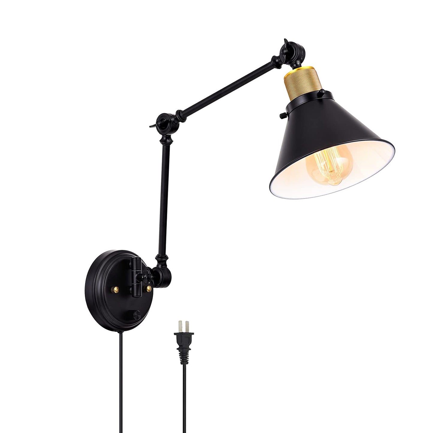 TRLIFE Wall Sconce Plug in, Dimmable Wall Sconce with Switch Swing Arm Wall Lights Plug in Wall Mounted Light Wall Sconces Lighting with 6FT Plug in