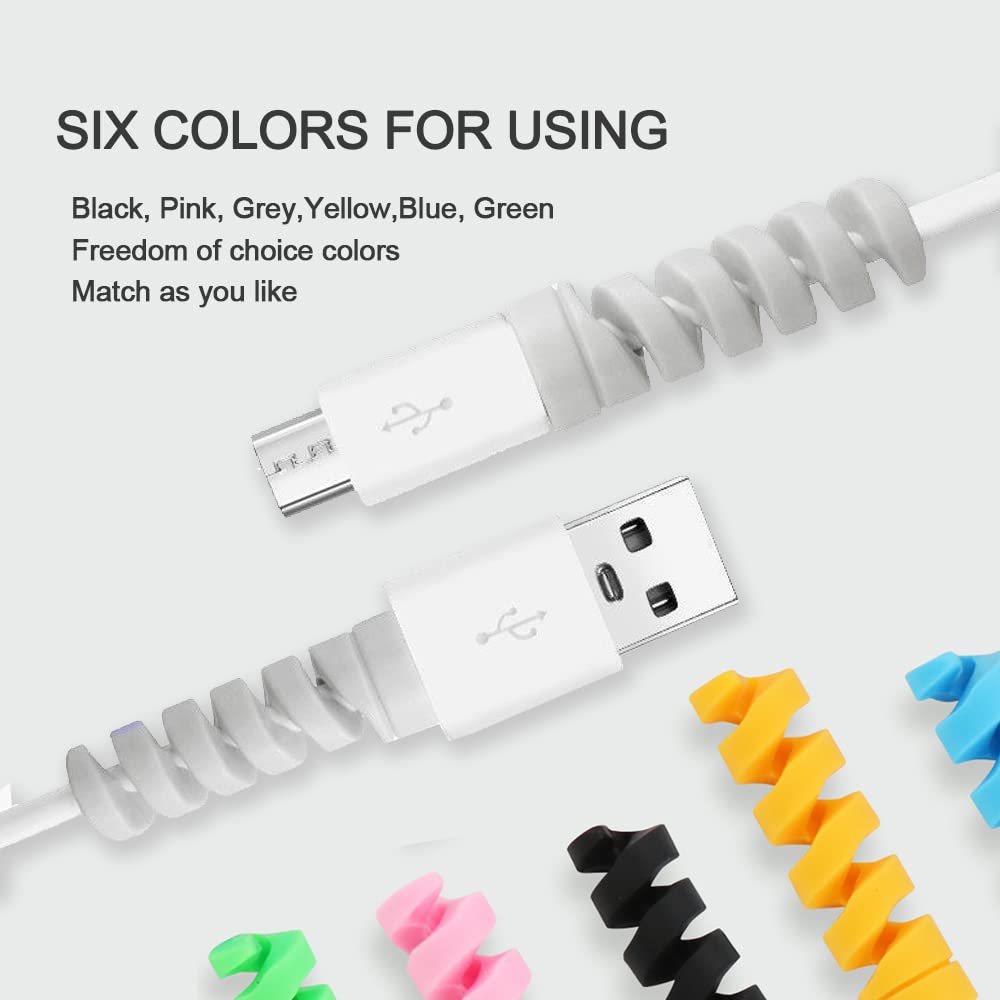 WEDAWN 30 Pack Charger Cable Saver, Silicone Flexible Cord Protector, Mouse Cable Wire Protector Compatible for iPhone, iPad, iPod, MacBook (Black