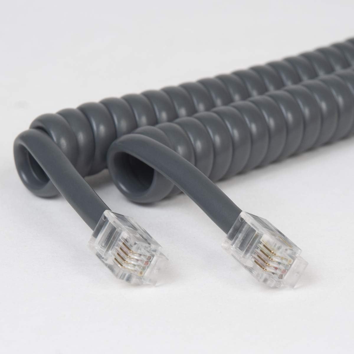 Cablesys ICC Coiled Telephone Handset Cord for Use with PBX Phone Systems, VoIP Telephones - 6 Ft Uncoiled, Rj22, 1.5 Inch Lead on Both Ends, Dim Gray