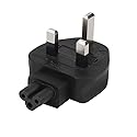 Tekit UK 3 Pole Male to IEC 320 C5 AC Power Adapter with 3A Fuse,UK BS1363 to IEC320 C5 PDU/UPS Server, UK Plug. Britain Converter (UK to C5)