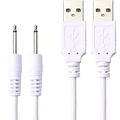 Accessonico Replacement-Charging-Charger-Rechargeable-Massagers, DC Cable USB Cord - 2.5mm (2 Pack) 3.3ft
