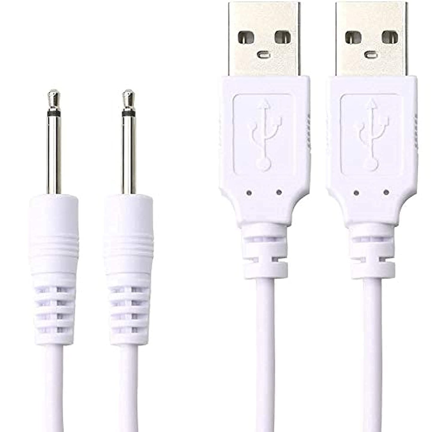 Accessonico Replacement-Charging-Charger-Rechargeable-Massagers, DC Cable USB Cord - 2.5mm (2 Pack) 3.3ft