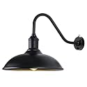 Naurham Dusk to Dawn Exterior Farmhouse Lighting 18" Diameter Barn Light Fixture for House with Anti-ponding Bottom, Barn Gooseneck Lighting
