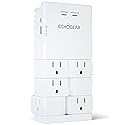 ECHOGEAR Wall Outlet with USB Ports & Surge Protection - Power Protect 8 Devices 6 Rotating AC Plugs 2 Includes 1x USB-C Port USB-A White