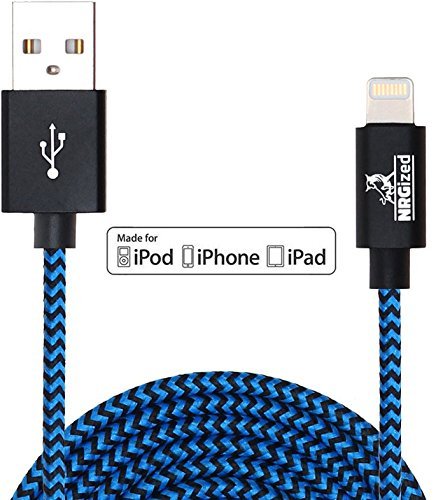 NRGPower Premium 3ft Nylon Braided USB Cable with Lightning Connector [Apple MFi Certified] for iPhone 6s Plus / 6 Plus, iPad Pro, Air 2 and More…