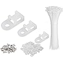 White Cable Zip Tie Mounts Kit-100 Pcs Cable Zip Tie Saddle Type Mounts Base with 100 Pcs 6" Cable Ties and 100 Pcs Tapping Screw, Wire Cable Clips