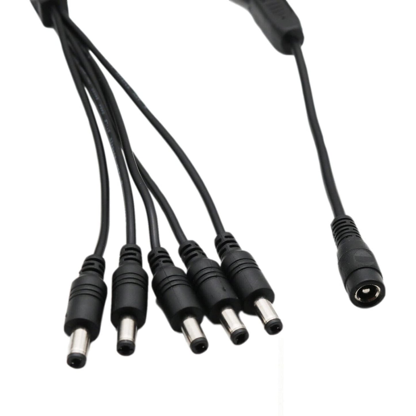 UpperFu 2pcs CCTV DC Power Splitter Cable 5.5mm x 2.5mm Female Jack to 5 Male 5 Ways Splitter Connector Cable 5.5mm x 2.5mm Adapter for LED Strip