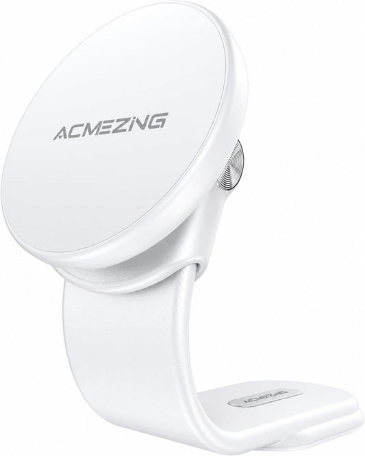 ACMEZING for MagSafe Car Mount, Flexible Memory Alloy Arm Magnetic Phone Holder for Car with 3M Adhesive Base, Dashboard Cell Phone Mount, White