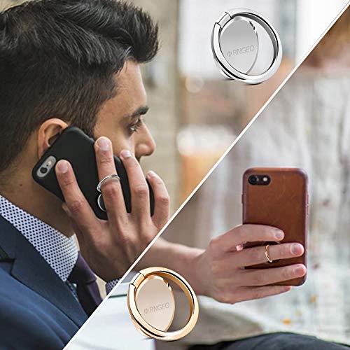 Rngeo Finger Ring Stands Set, Pack of 4 Universal Thin 360 Degree Rotation Phone Rings, Compatible with iPhone, Android & Other Smartphones (4 Packs