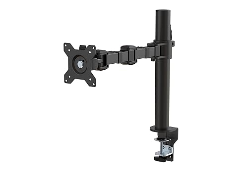 Amazon Basics Single Computer Monitor Stand with Cable Management, Height Adjustable VESA Desk Arm Mount, Fully Adjustable Tilt and Rotation, Steel