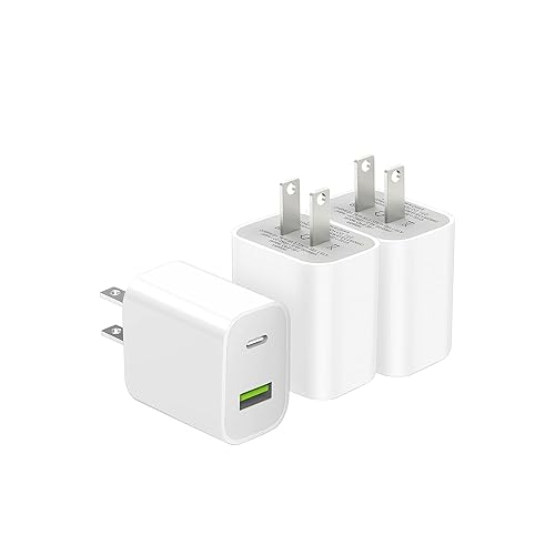 3 Pack USB C Charger Block, Dual Port Type C Wall Charger Fast Charging 20W Power Adapter Cube for iPhone 14/14 Pro/14 Pro Max/14 Plus/13/12/11