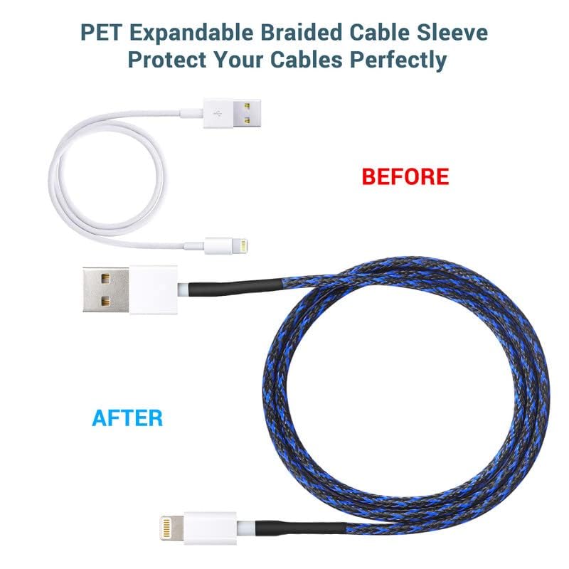 25Ft-1/4inch PET Expandable Braided Wire Sleeving,Wire Loom Cable Sleeve for TV,Computer,Home Theater,Automotive,Home Industrial,Electrical
