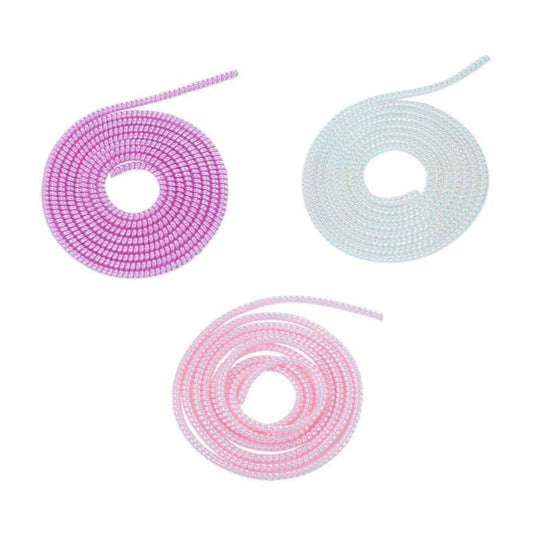 3Pcs Multicolored Cable Protector,1.55M Spiral Data Cable Protective Sleeve,Flexible Cable Wire Protector,Cable Sleeves for Phone Charge Cable, USB