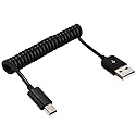 mxtechnic USB 2.0 Type A Male to Mini Expansion Spring Coiled Cable 4-36inch Standard Spiral Flexible Extension for Printers, Cameras, Mouse, Cell