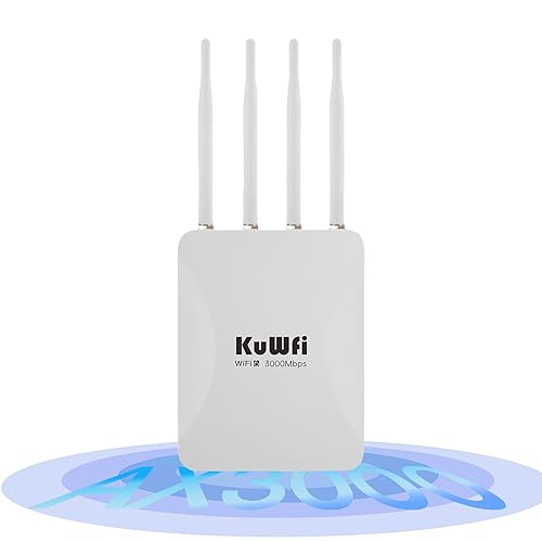 KuWFi 2.5Gbps AX3000 Outdoor WiFi 6 Extender, Long Range Outdoor WiFi Extender Signal Booster, IP65 Weatherproof Outdoor Wireless Access
