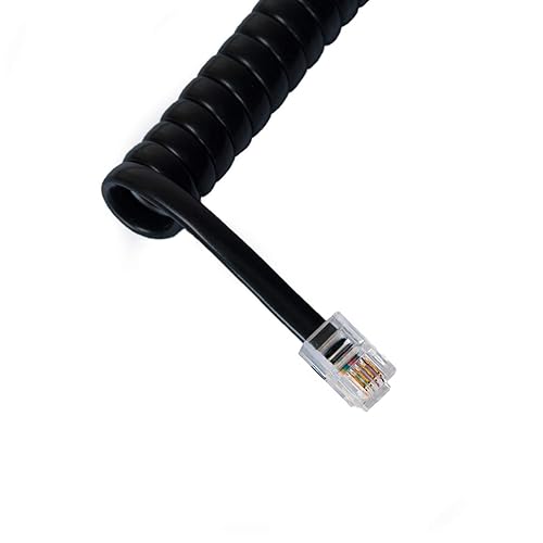 Cablesys GCHA444025FFB Telephone Handset Cord With Flat Black Cable With 1.5 Inch Lead 25 Ft