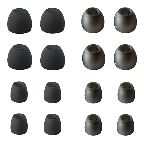8 Pairs XS/S Extra Small Ear Tips - Fit for Small Ears, Universal Replacement Tips for Most In-Ear Earbuds, Black