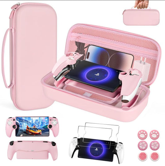 EIELST Accessories Bundle for Playstation Portal Remote Player - Cute PS5 Portal Accessories Kit with Carry Case, Protective Cover Case Set and 2 Pack