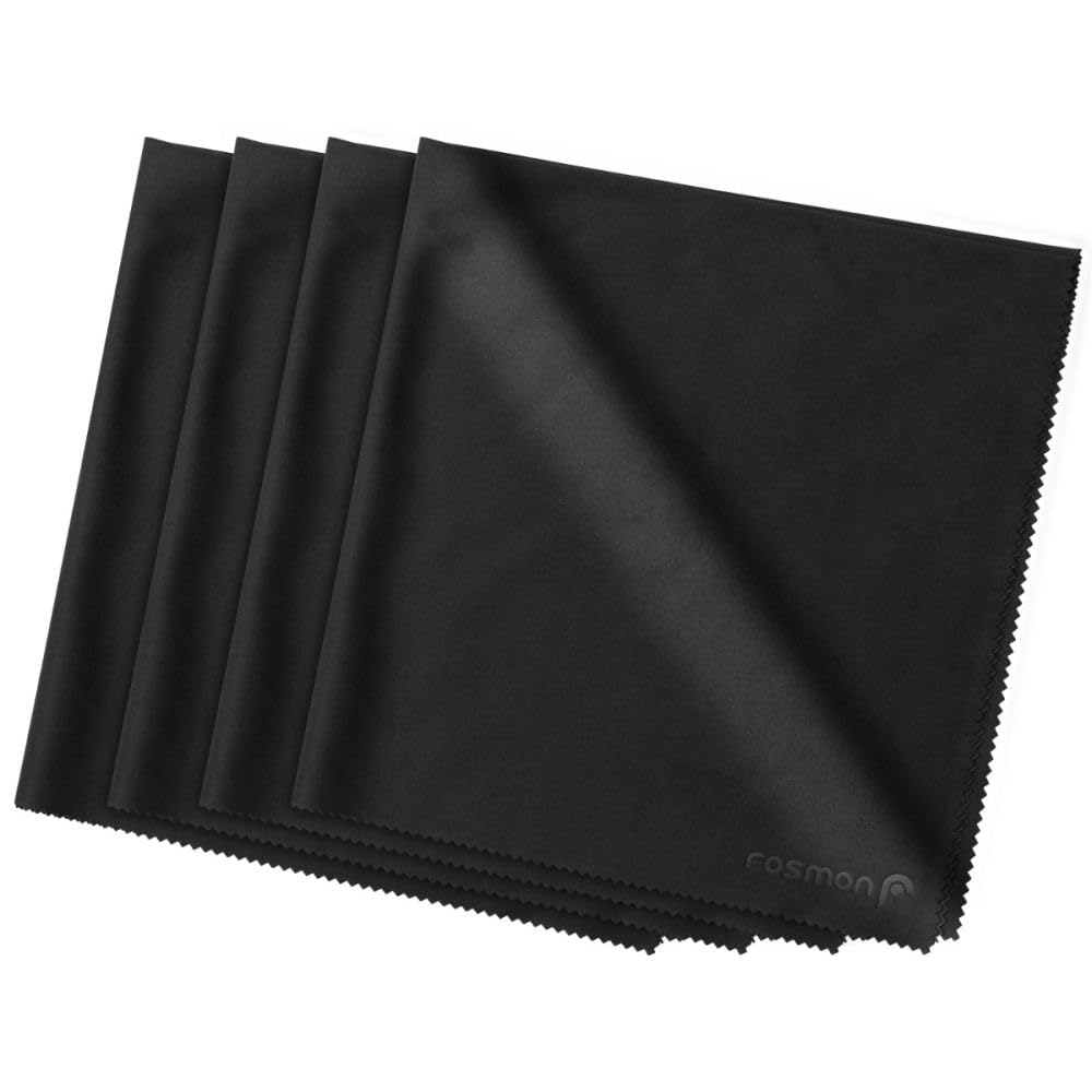 Fosmon Microfiber Cleaning Cloths (4 Pack), 16 x 16 inch Extra Large Dust Rag Towels for LCD Screen, Digital Video Camera Lens, Laptop, HDTV, PC