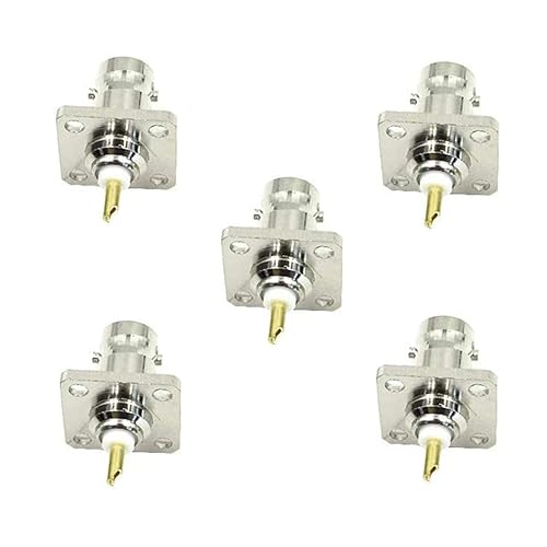 bnafes 5Pcs BNC Female 4 Holes Flange Panel Mount Solder Post Plug Connector RF Coax Coaxial Adapter