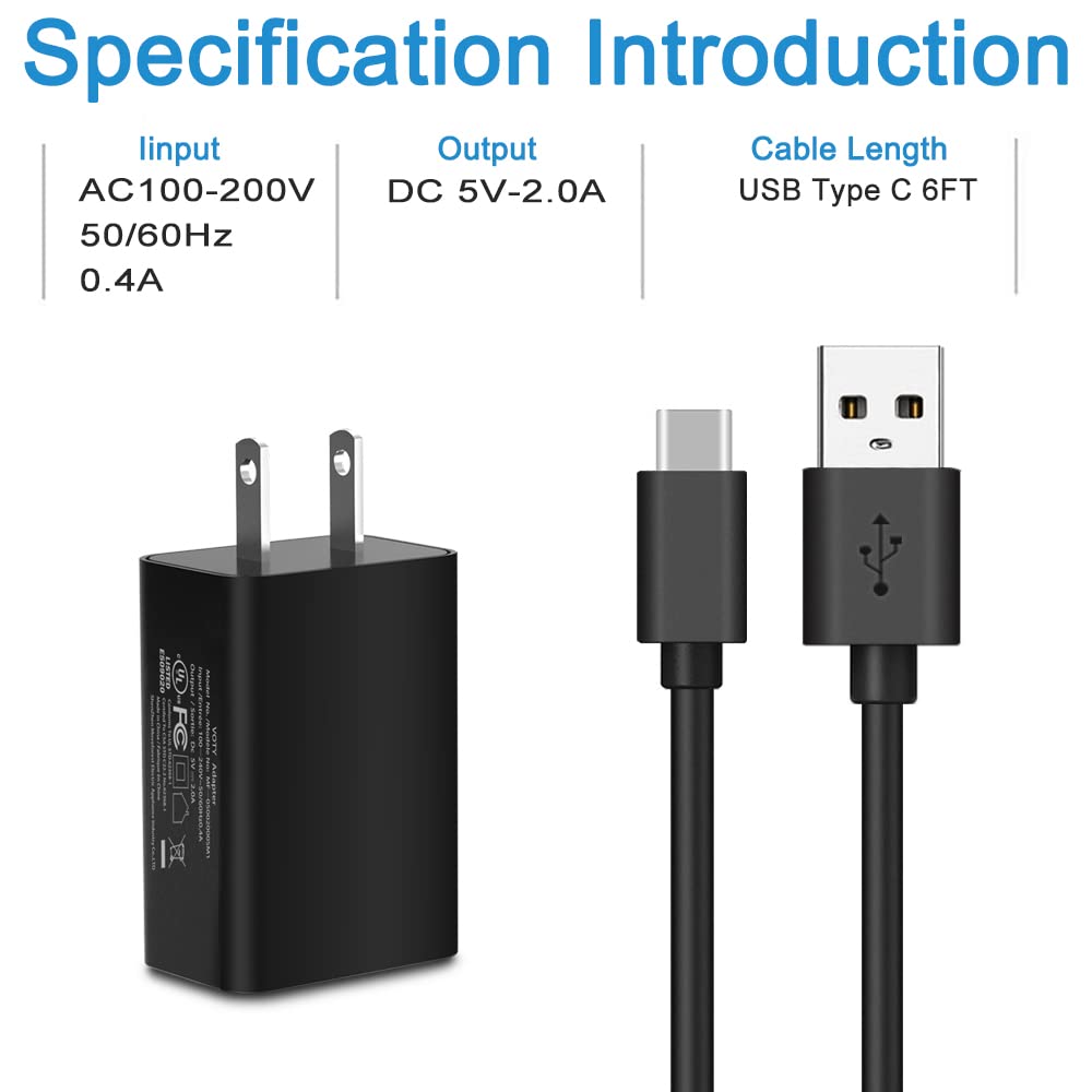 USB Charger Compatile with Kyocera DuraForce Pro 2 E6910 E6920,Duraxv Extreme E4810 with 6FT USB C Fast Charging Cable Power Cords,5V 2A USB Wall
