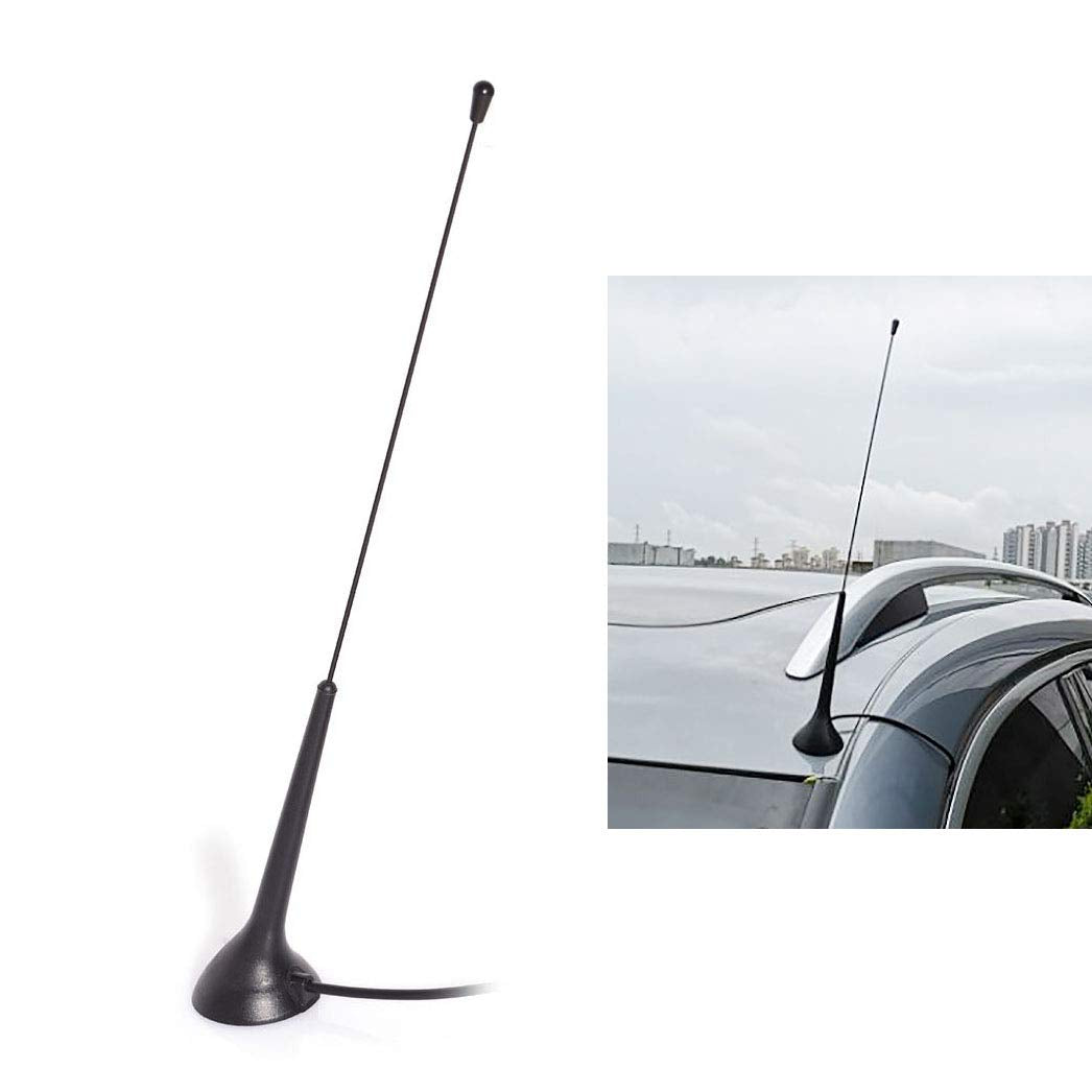 Bingfu Universal Car Radio Antenna Magnetic Base DIN Plug Aerial for Vehicle Truck SUV Truck RV Marine Boat Car Stereo Audio Radio Head Unit CD Media