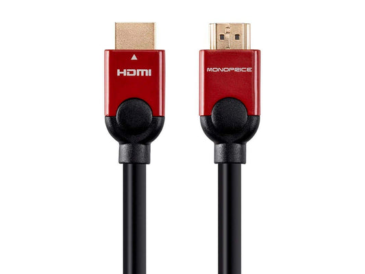 Monoprice 109305 HDMI High Speed Cable - 15 Feet - Red, 4K@60Hz, HDR, 18Gbps, 28AWG, YUV 4:4:4 - Select Metallic Series